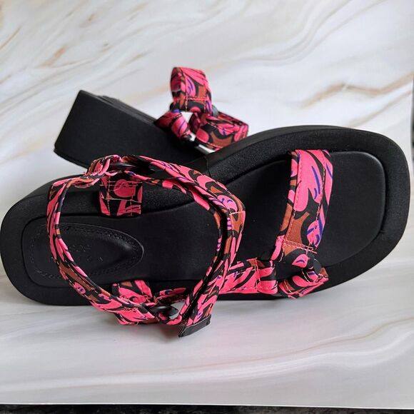 Women's Chunky Wide Fit Platform Sandals Sport Beach Pink Adjustable Strap Size6 - Picture 2 of 3